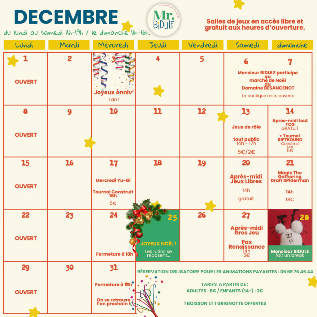 agenda de décembre 2025